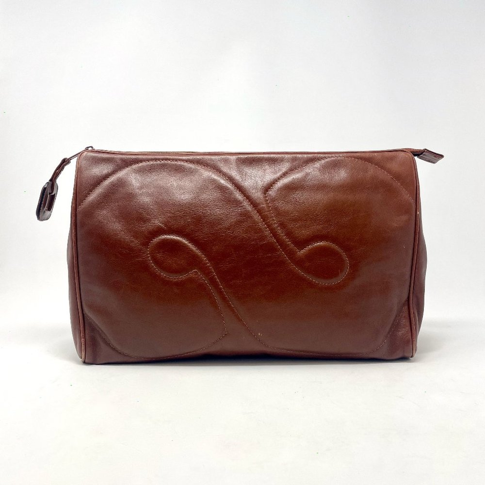Vintage 70s Frances Patiky Stein Brown Leather Clutch